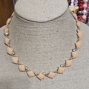 J. Crew Peach Acrylic and Glass Rhinestone Necklace